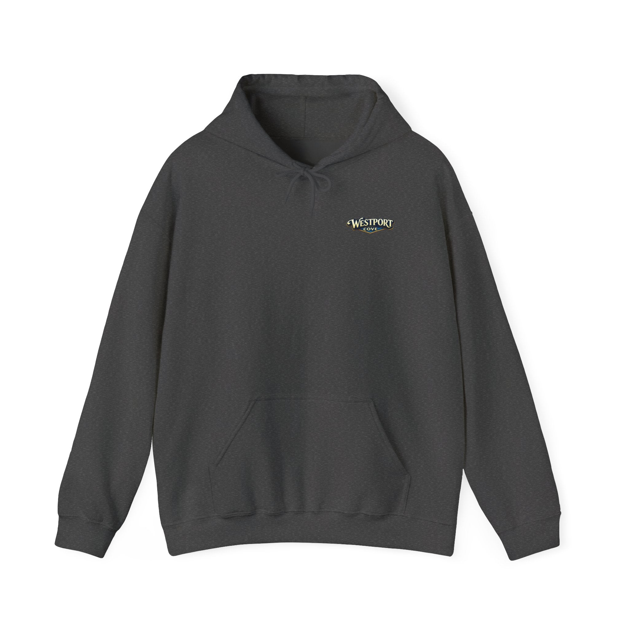 Westport Cove Hoodie — Scenic Lake Cabin Vintage Logo Hooded Sweatshirt