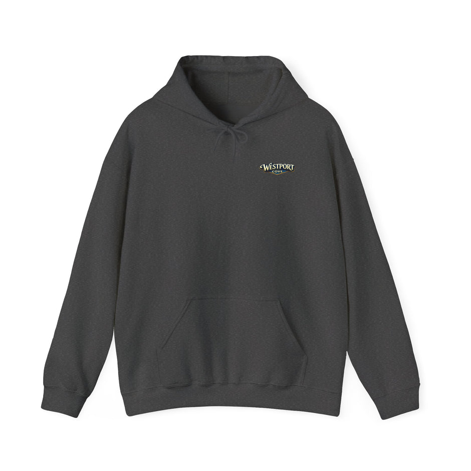 Westport Cove Hoodie — Scenic Lake Cabin Vintage Logo Hooded Sweatshirt