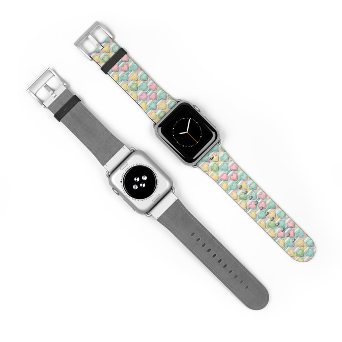 Be Mine; or Not - Pastel Heart Pattern Apple Watch Band — Cute Candy Hearts Watch Strap
