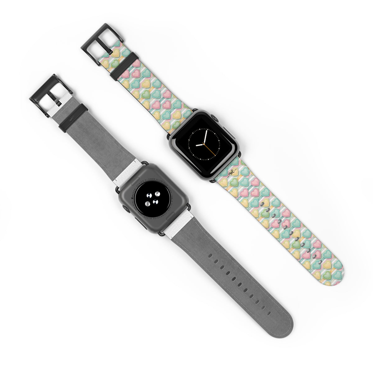 Be Mine; or Not - Pastel Heart Pattern Apple Watch Band — Cute Candy Hearts Watch Strap
