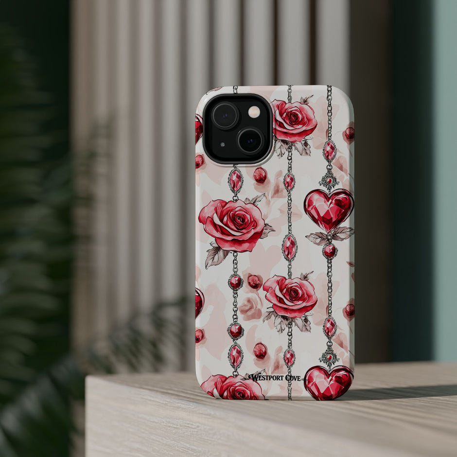 Vintage Roses & Heart Charms - Extreme Impact MagSafe Phone Case