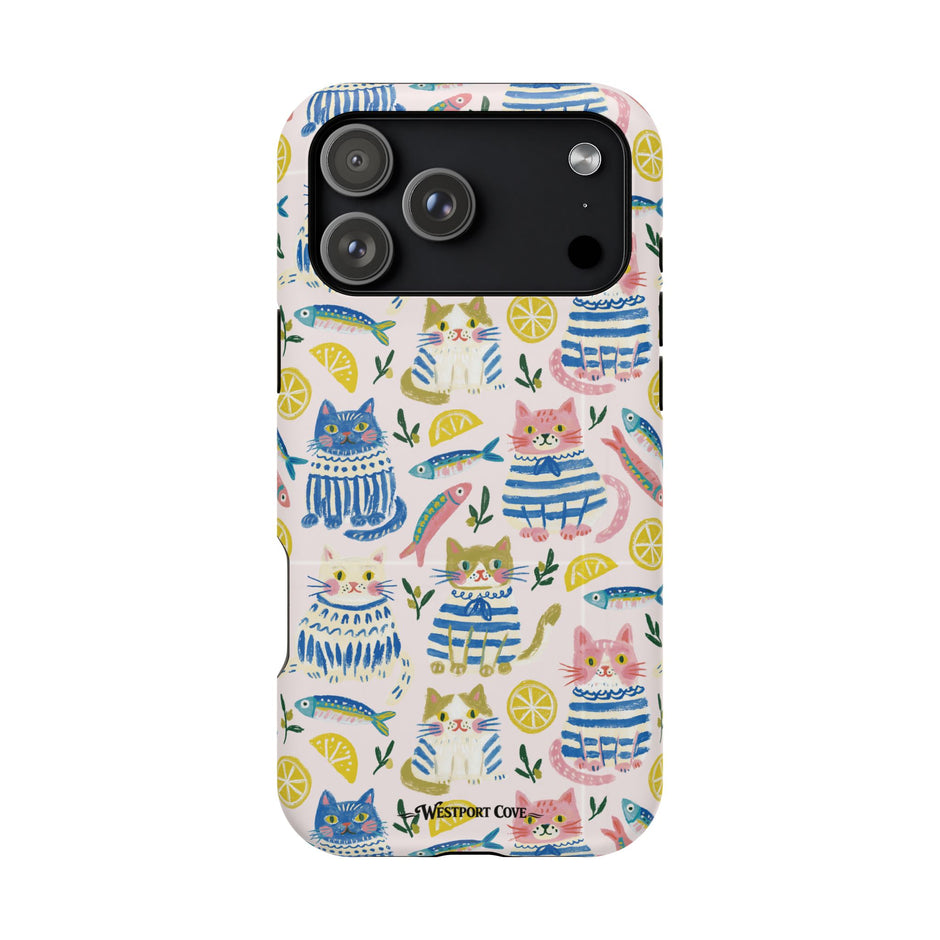 Watercolor Cats - Extreme Impact MagSafe Phone Case — Lemon Pattern
