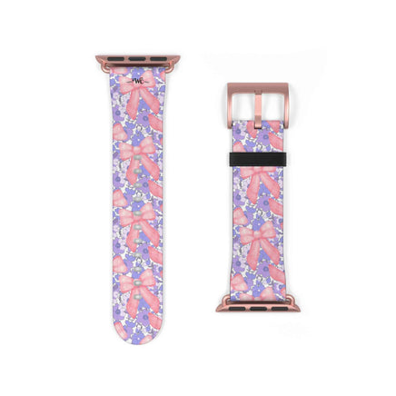 Bow Floral - Ribbon Pattern Apple Watch Band — Pastel Pink & Lavender Watch Strap