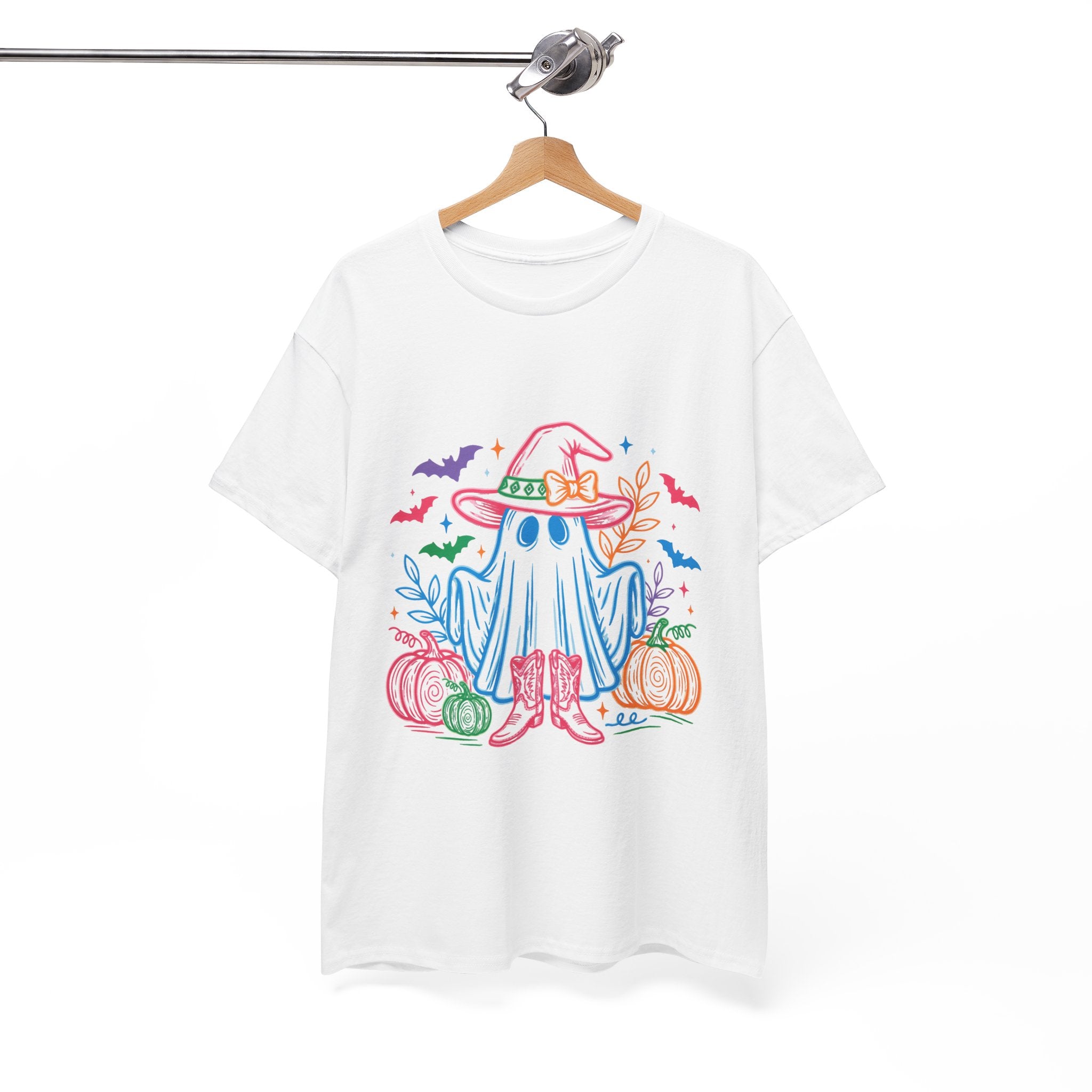 Halloween Ghost Tee — Cute Witch Hat & Pumpkins