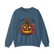 Halloween Jack-O'-Lantern Sweatshirt — Colorful Patterned Pumpkin Crewneck