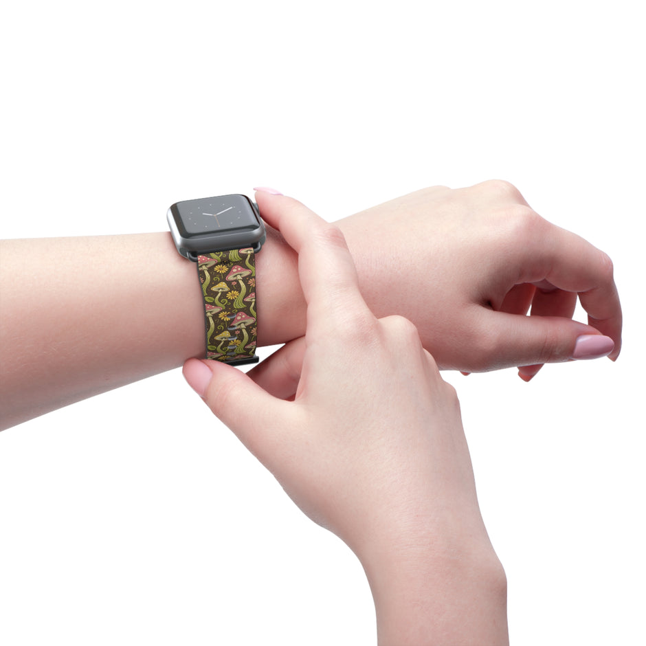Magic Mushroom - Apple Watch Band  - Vintage Forest Fungi Apple Watch Strap