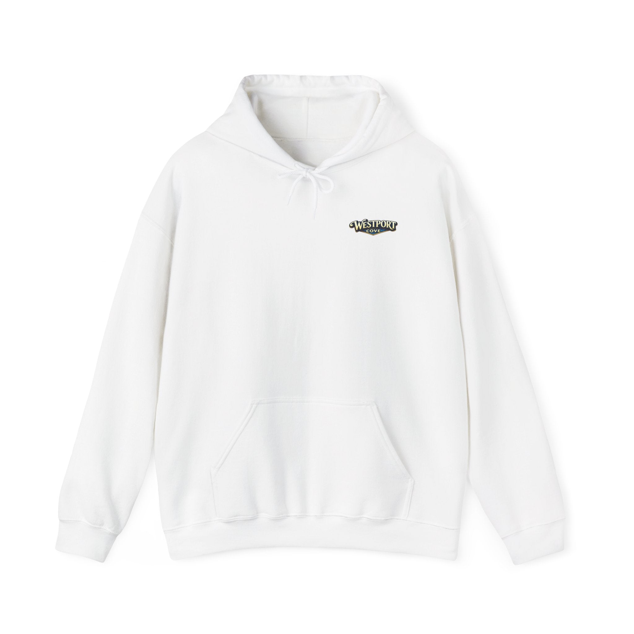 Westport Cove Hoodie — Scenic Lake Cabin Vintage Logo Hooded Sweatshirt