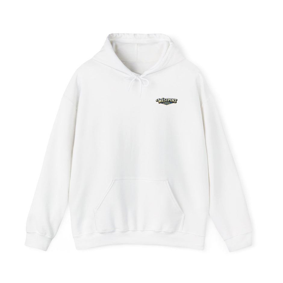 Westport Cove Hoodie — Scenic Lake Cabin Vintage Logo Hooded Sweatshirt