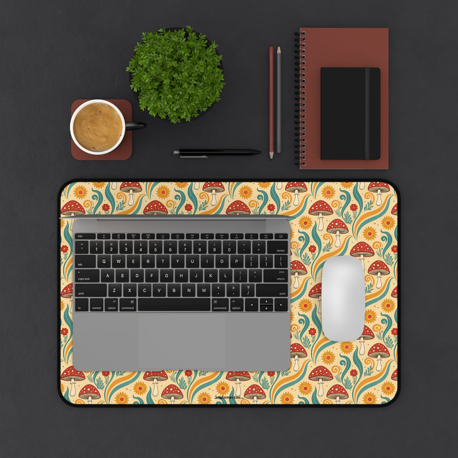 Fancy Fungus Desk Mat — Retro Floral Gamer/WFH Mousepad