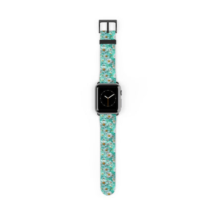 The Blue - Daisy Meadow Floral Apple Watch Band – Teal Daisy Apple Watch Strap