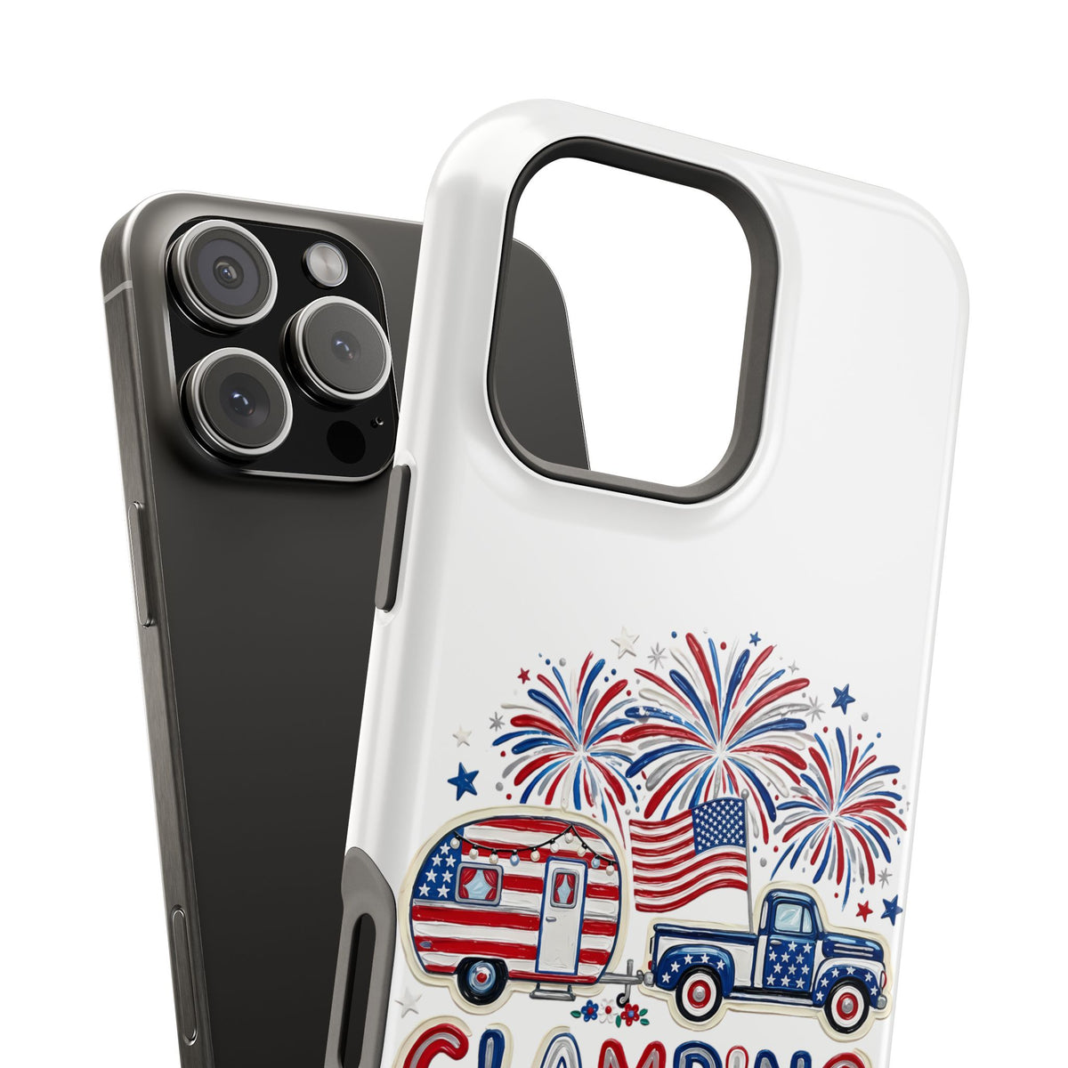 Glamping in the USA - Patriotic Camping Extreme Impact MagSafe Phone Case