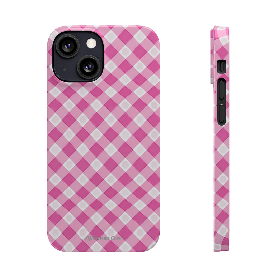 Pink Gingham - Essential Phone Case - Lightweight Protective Cover
