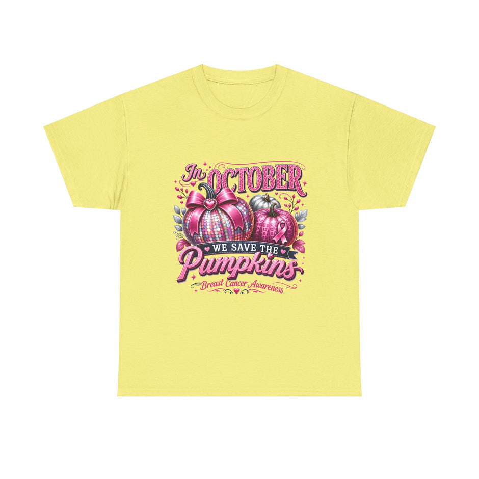October Breast Cancer Awareness Pumpkin Tee — 