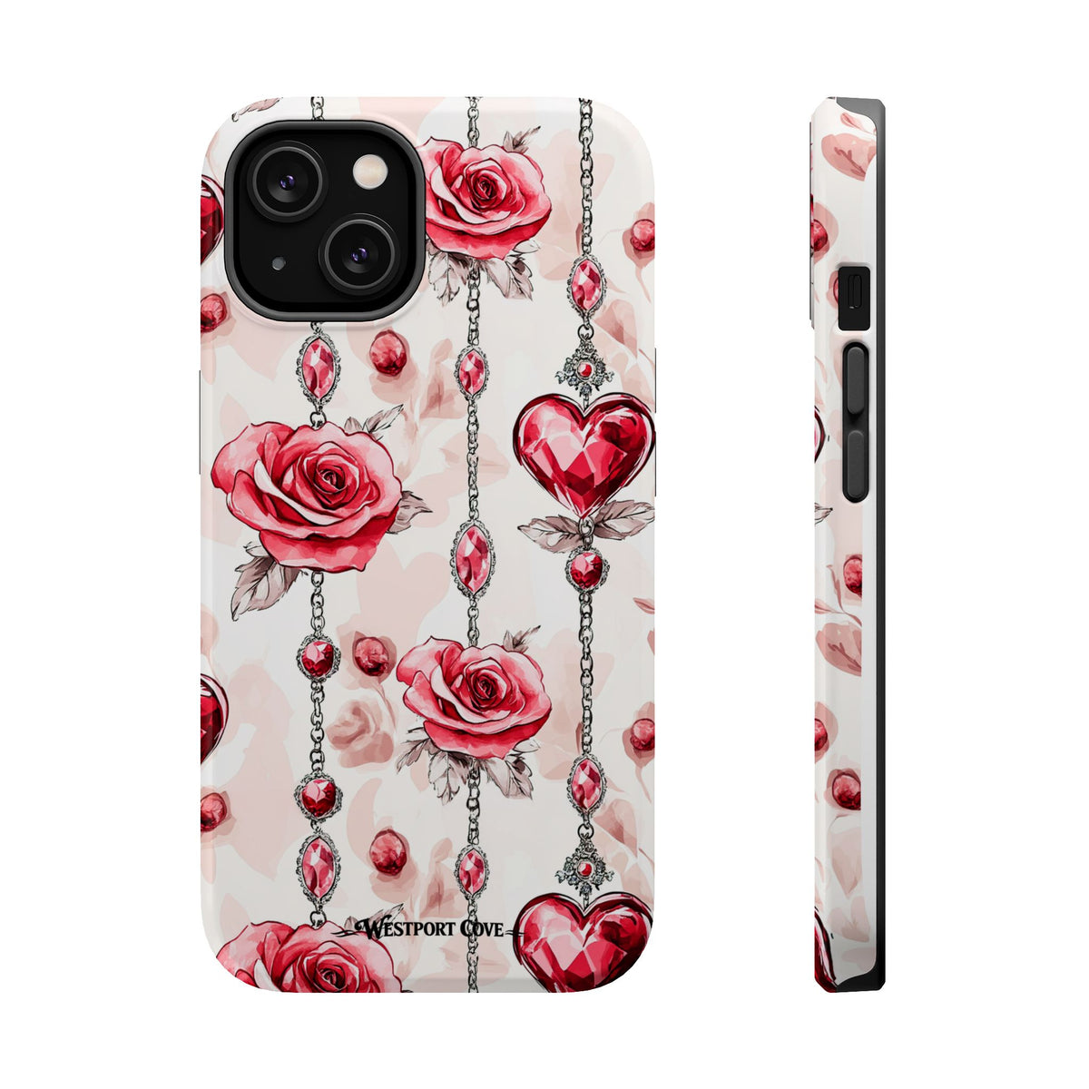 Vintage Roses & Heart Charms - Extreme Impact MagSafe Phone Case