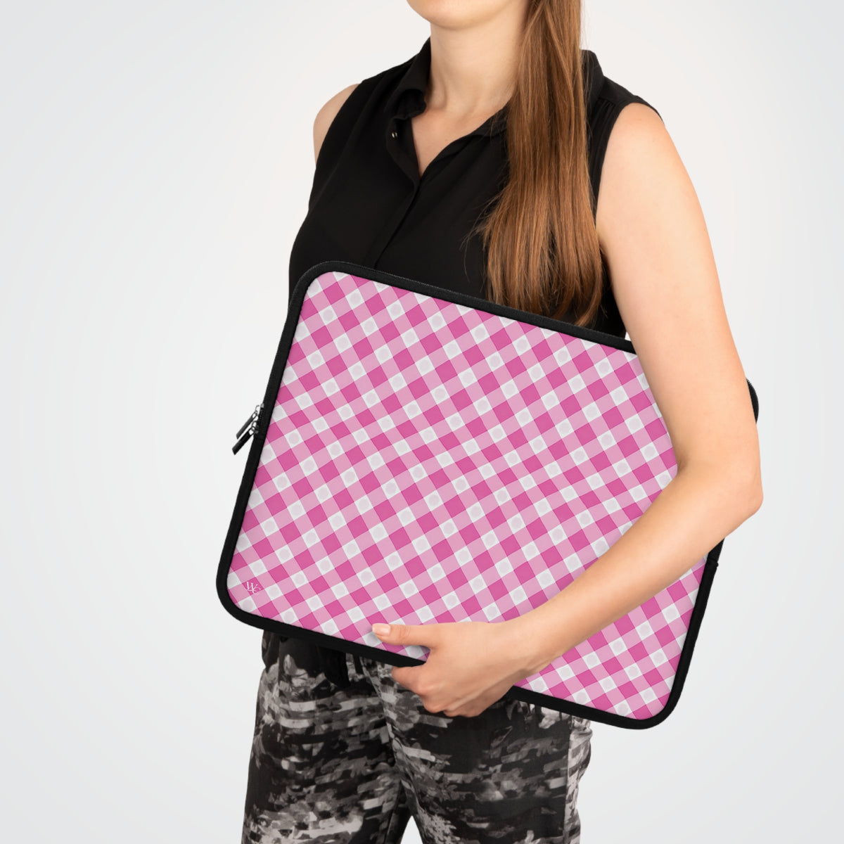 Pink Gingham Laptop Sleeve - Stylish Protection for Your Device