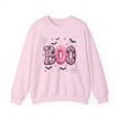 Halloween 'Boo' Crewneck Sweatshirt — Cute Pink Bat & Star Graphic