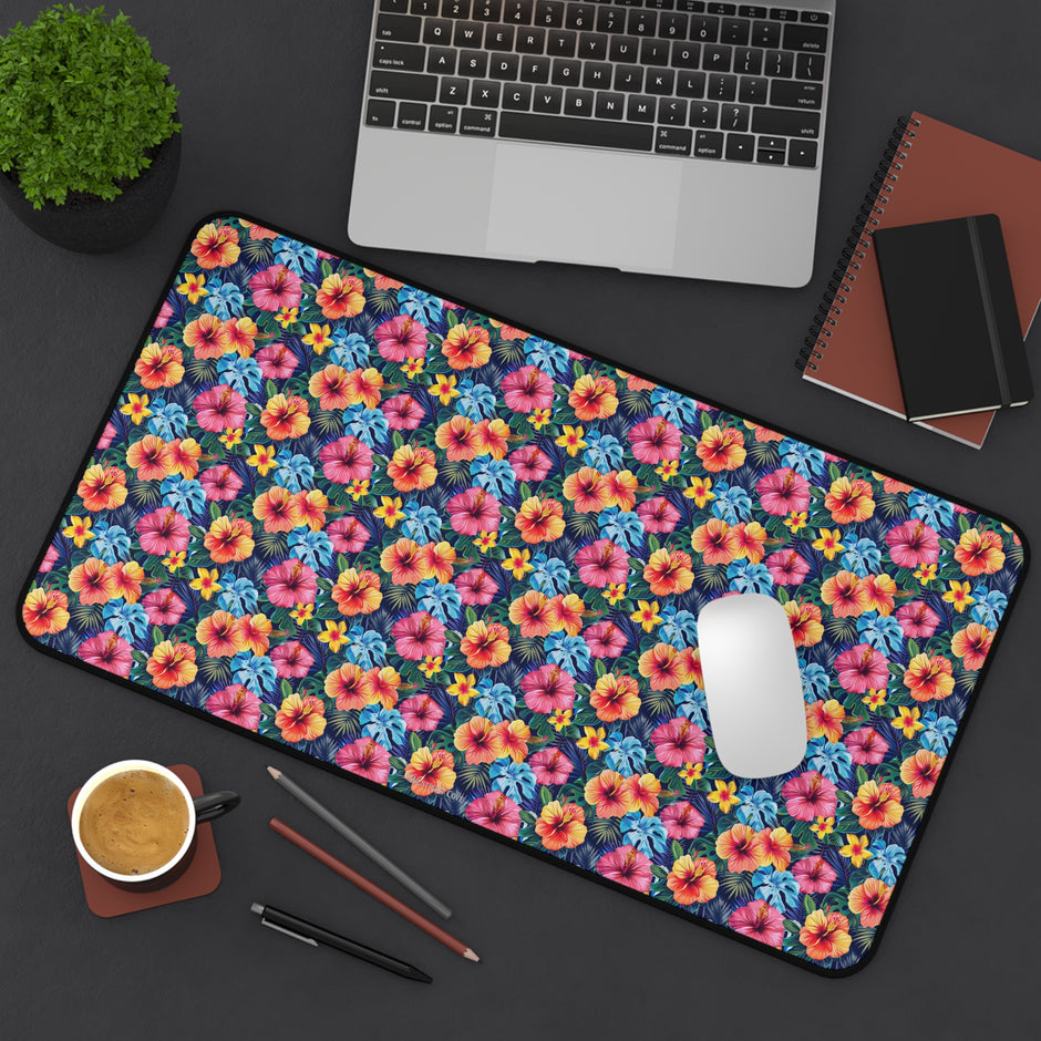Floral Hibiscus Desk Mat — Vibrant Tropical Mousepad for Home Office