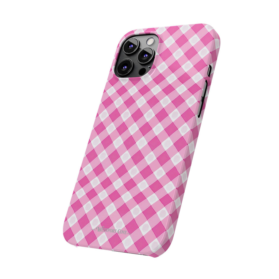 Pink Gingham - Essential Phone Case - Lightweight Protective Cover
