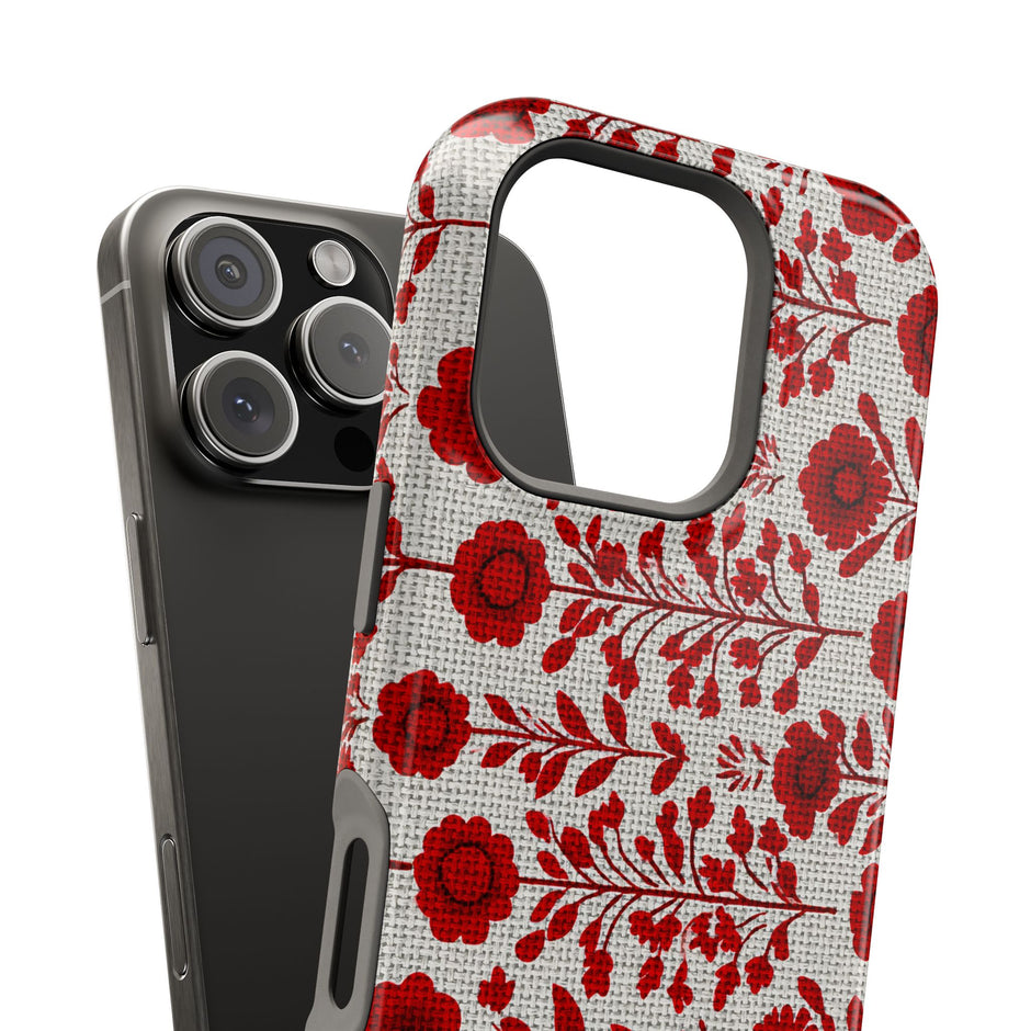 Red Scandi Floral - Extreme Impact MagSafe Phone Case