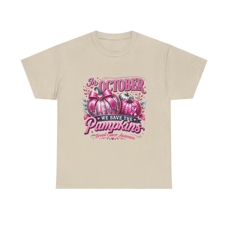 October Breast Cancer Awareness Pumpkin Tee — 