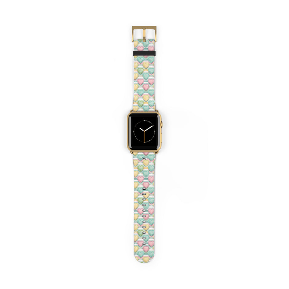 Be Mine; or Not - Pastel Heart Pattern Apple Watch Band — Cute Candy Hearts Watch Strap