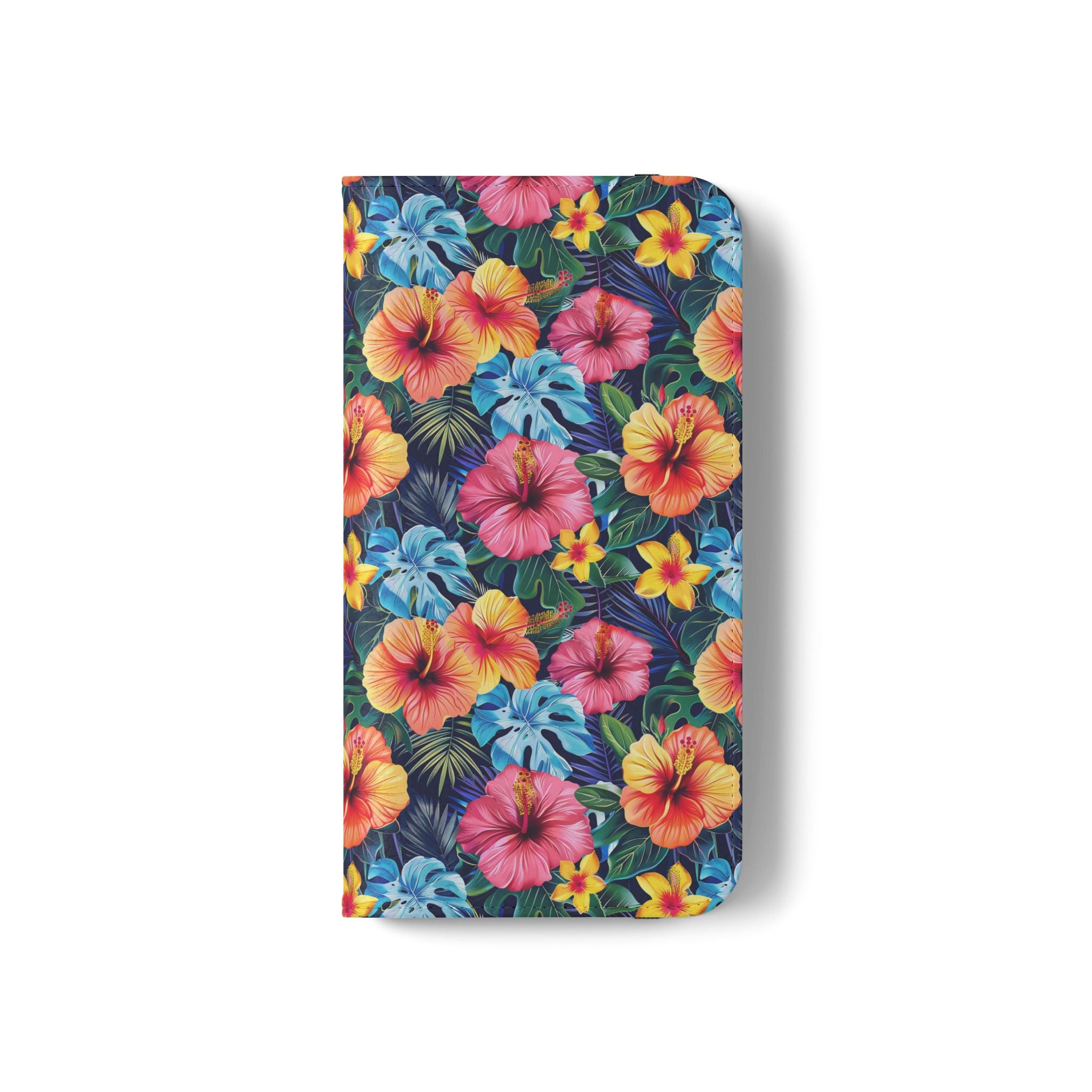 Tropical Hibiscus Flip Phone Case — Floral Wallet Flip Case with Card Slots