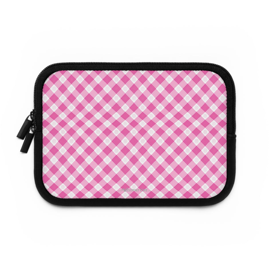 Pink Gingham  - Laptop Sleeve — Cute Plaid Protective Case