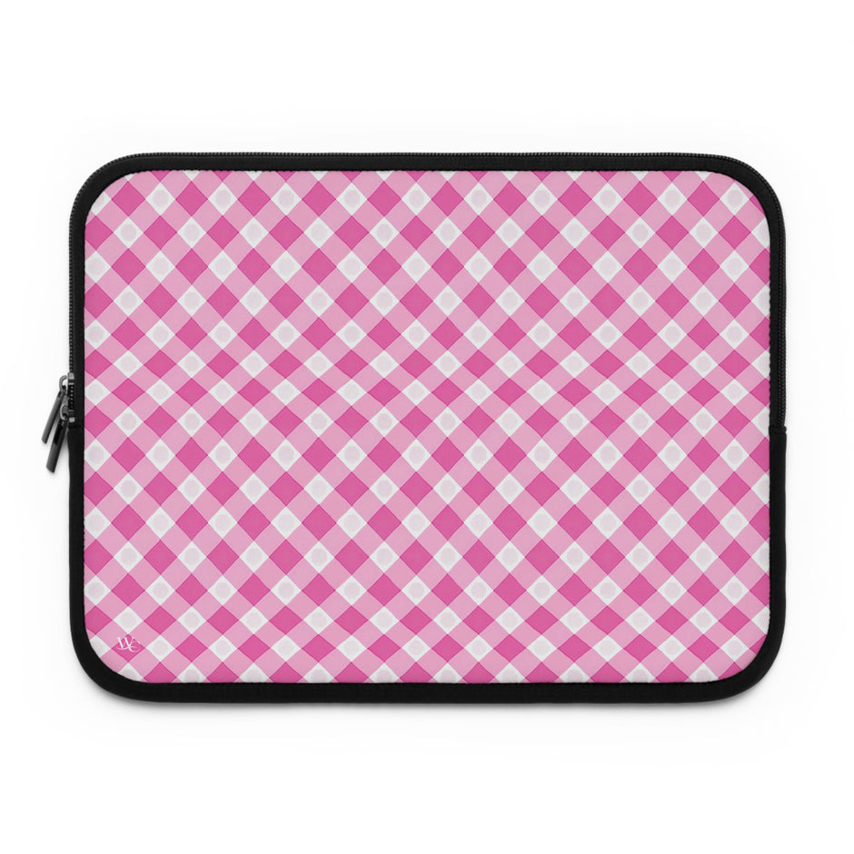 Pink Gingham Laptop Sleeve - Stylish Protection for Your Device