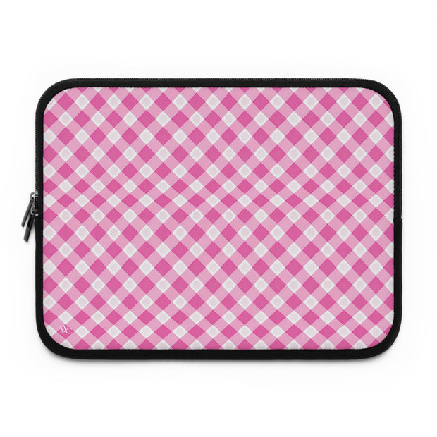 Pink Gingham Laptop Sleeve - Stylish Protection for Your Device
