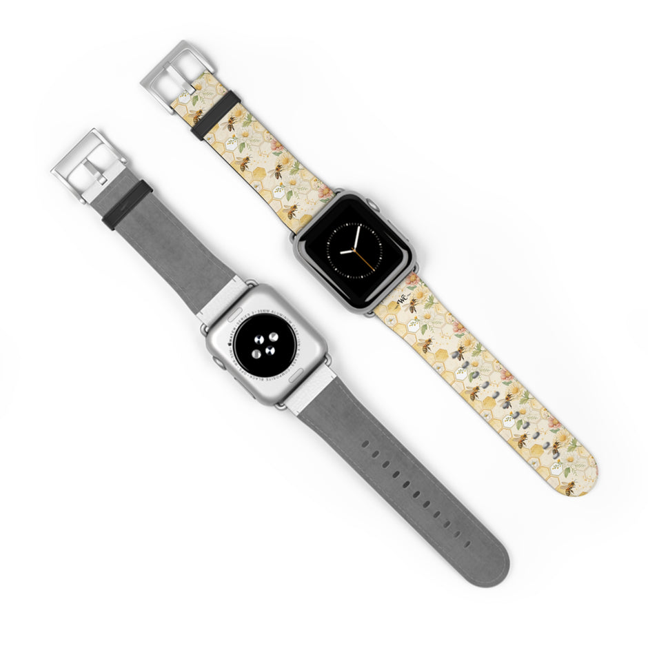 Honeycomb Heaven - Honeybee Apple Watch Band— Bee & Honeycomb Pattern Apple Watch Strap