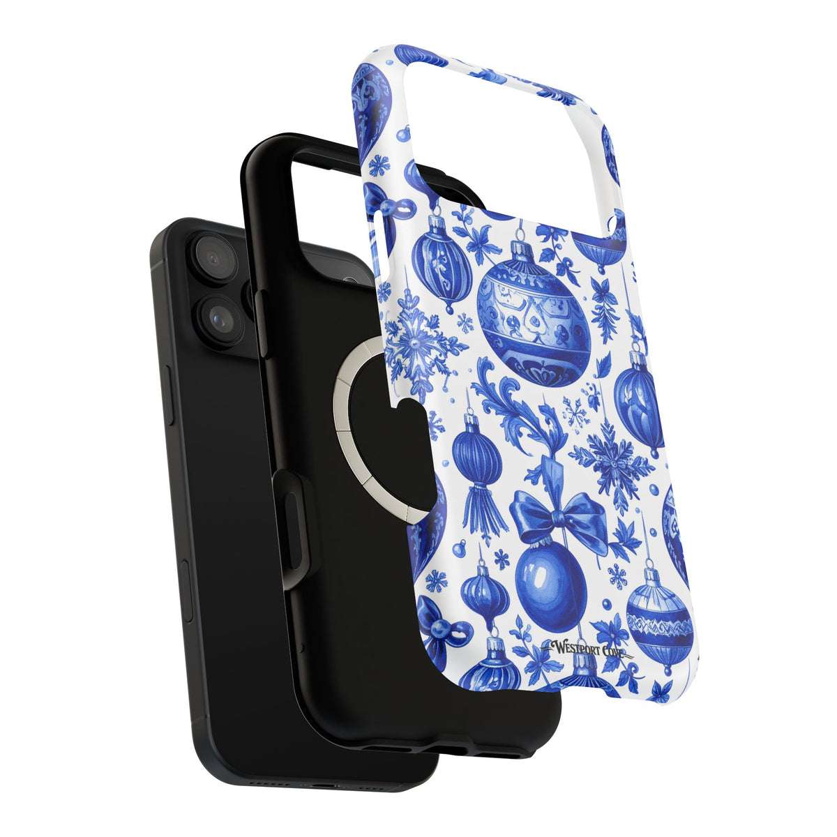 Blue and White Christmas Ornaments Extreme Impact MagSafe Phone Case