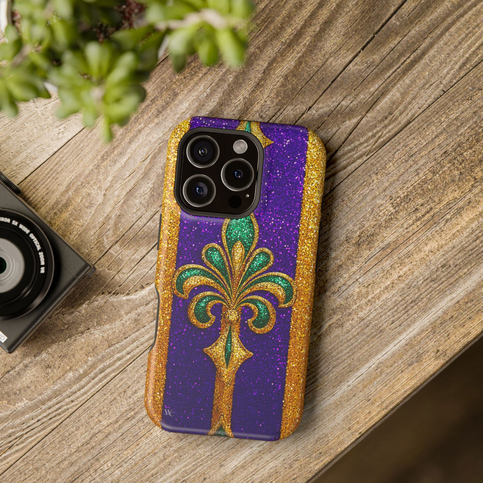 Mardi Gras Glitter Fleur - Extreme Impact MagSafe Phone Case