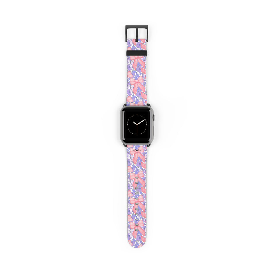 Bow Floral - Ribbon Pattern Apple Watch Band — Pastel Pink & Lavender Watch Strap