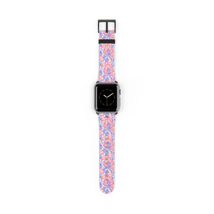 Bow Floral - Ribbon Pattern Apple Watch Band — Pastel Pink & Lavender Watch Strap