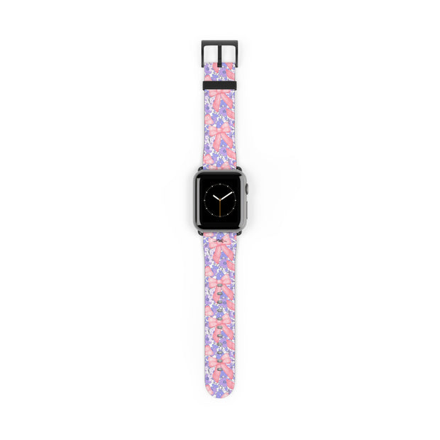 Bow Floral - Ribbon Pattern Apple Watch Band — Pastel Pink & Lavender Watch Strap