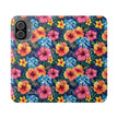 Tropical Hibiscus Flip Phone Case — Floral Wallet Flip Case with Card Slots