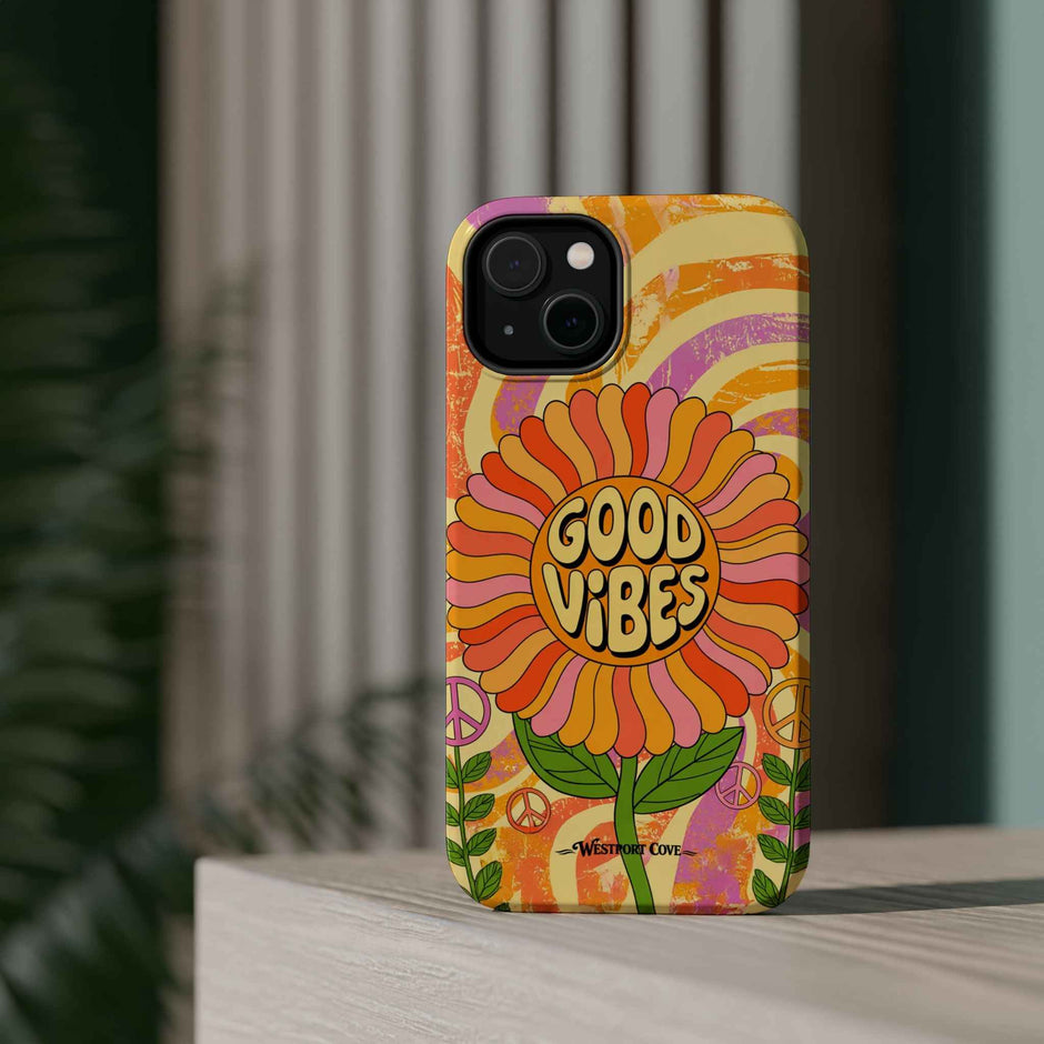 Good Vibes Retro Flower Extreme Impact MagSafe Phone Case