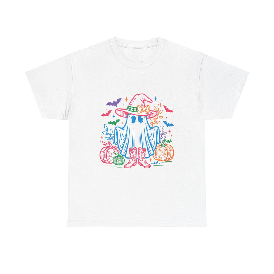 Halloween Ghost Tee — Cute Witch Hat & Pumpkins