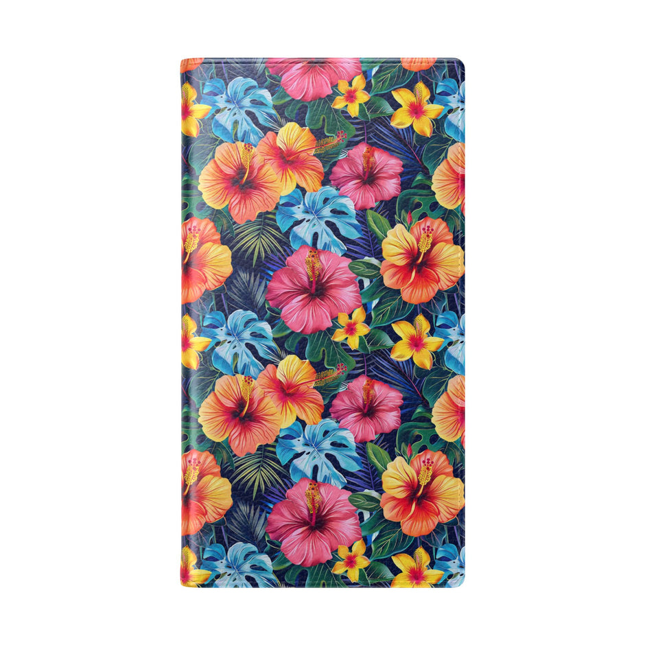 Tropical Hibiscus Flip Phone Case — Floral Wallet Flip Case with Card Slots