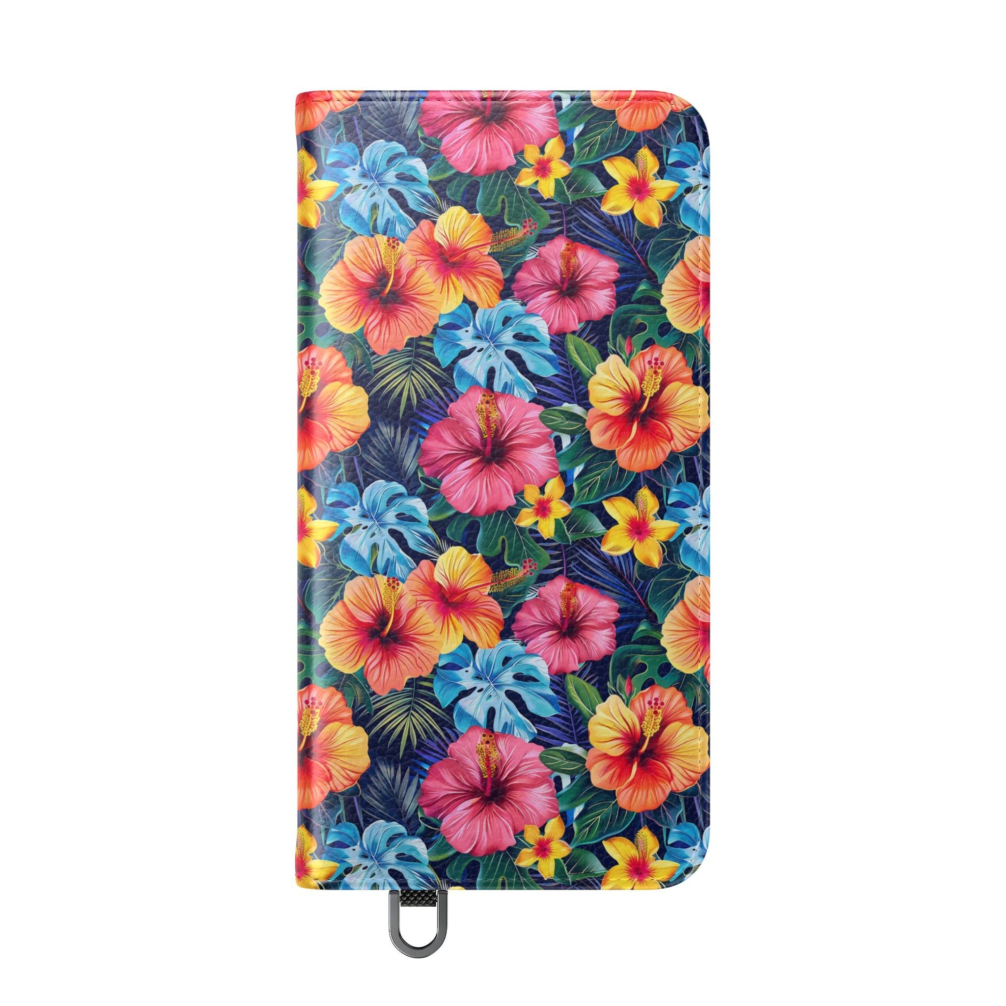 Tropical Hibiscus Flip Phone Case — Floral Wallet Flip Case with Card Slots