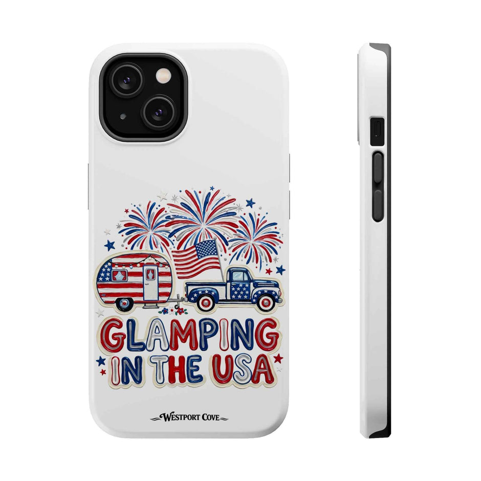 Glamping in the USA - Patriotic Camping Extreme Impact MagSafe Phone Case