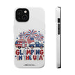 Glamping in the USA - Patriotic Camping Extreme Impact MagSafe Phone Case