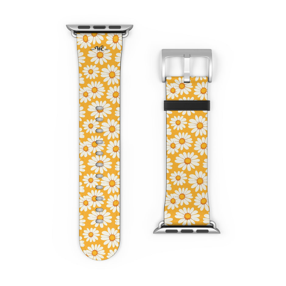Daisy Chain - Apple Watch Band - Floral Watch Band - Yellow Daisy Pattern Apple Watch Strap
