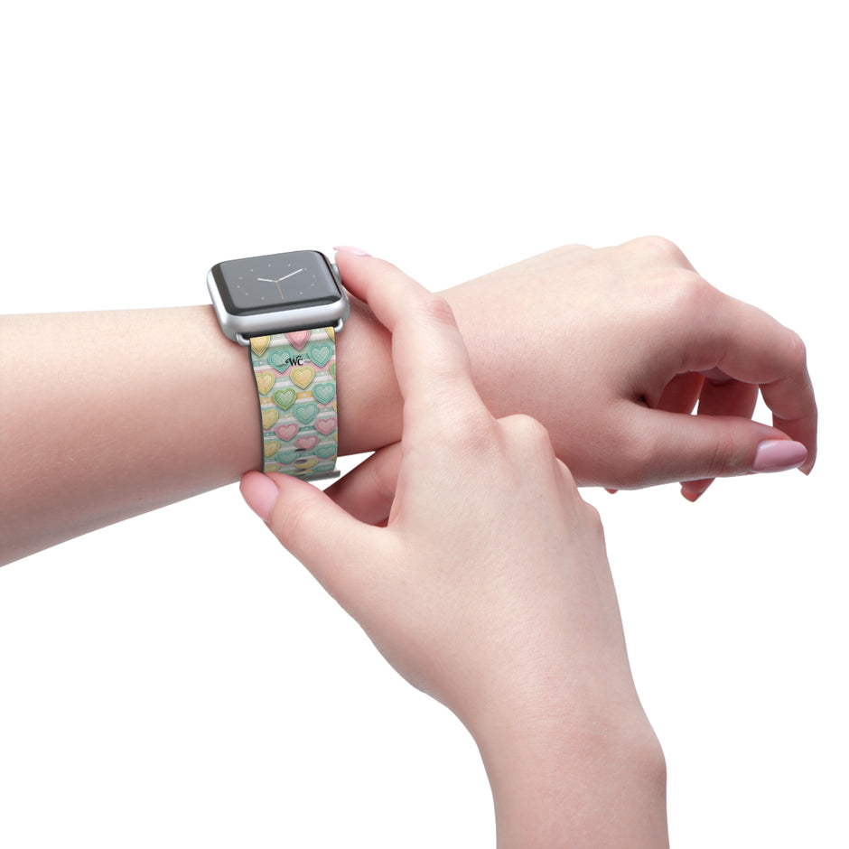 Be Mine; or Not - Pastel Heart Pattern Apple Watch Band — Cute Candy Hearts Watch Strap