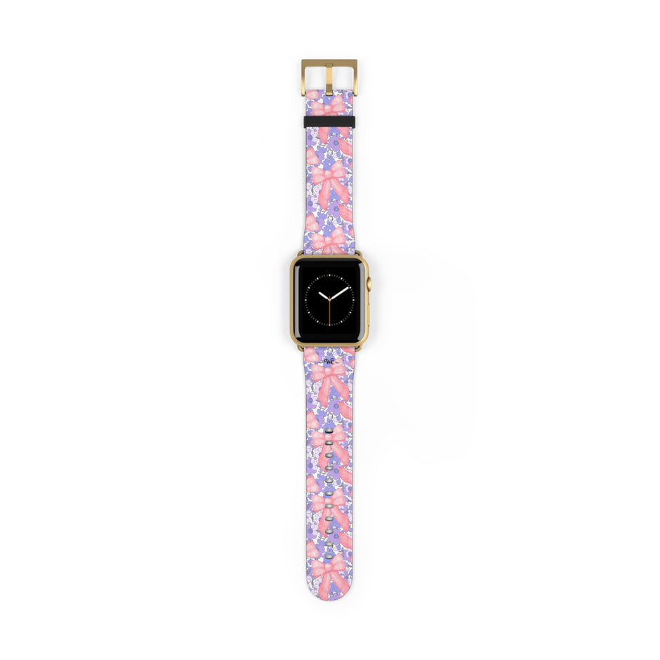Bow Floral - Ribbon Pattern Apple Watch Band — Pastel Pink & Lavender Watch Strap
