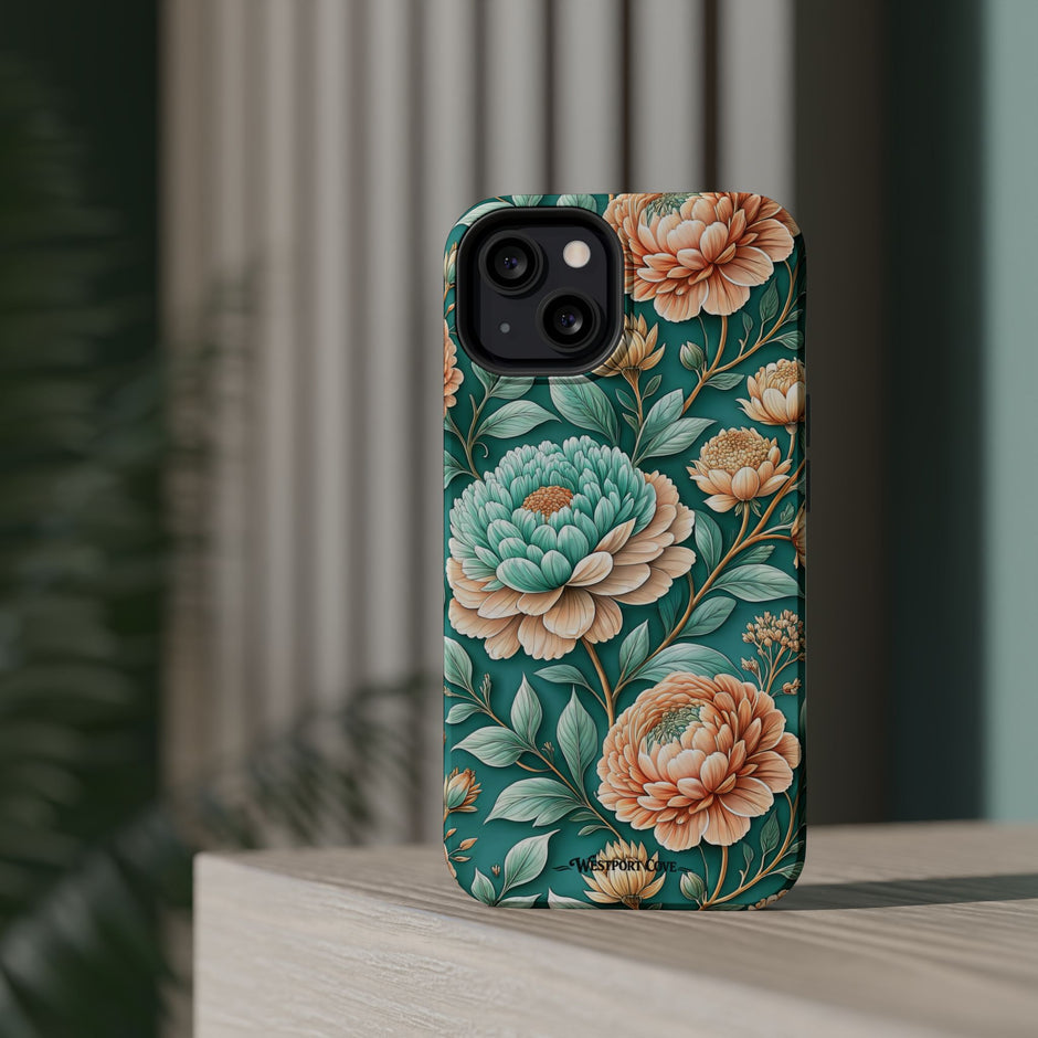 Teal Peony - Extreme MagSafe Phone Case