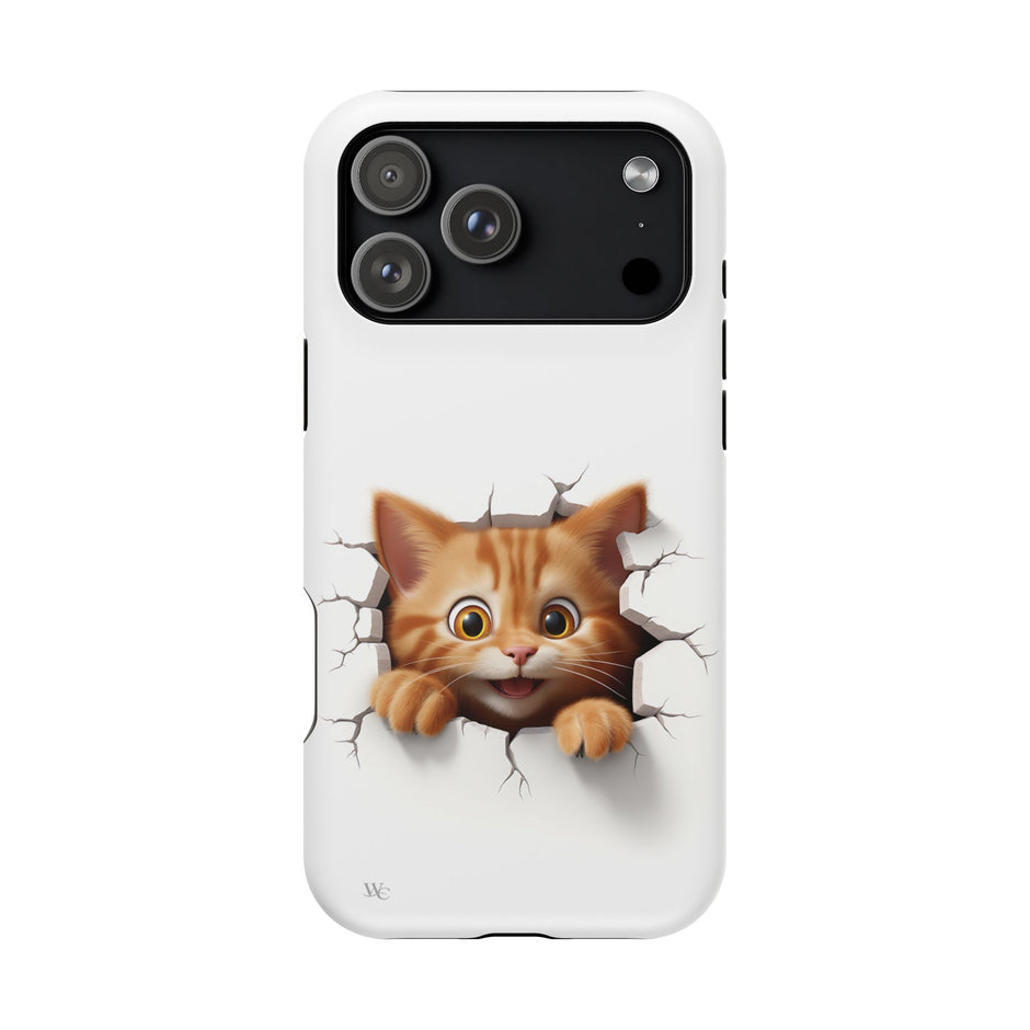 Adorable Peeking Kitten - Extreme Impact MagSafe Phone Case