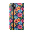 Tropical Hibiscus Flip Phone Case — Floral Wallet Flip Case with Card Slots