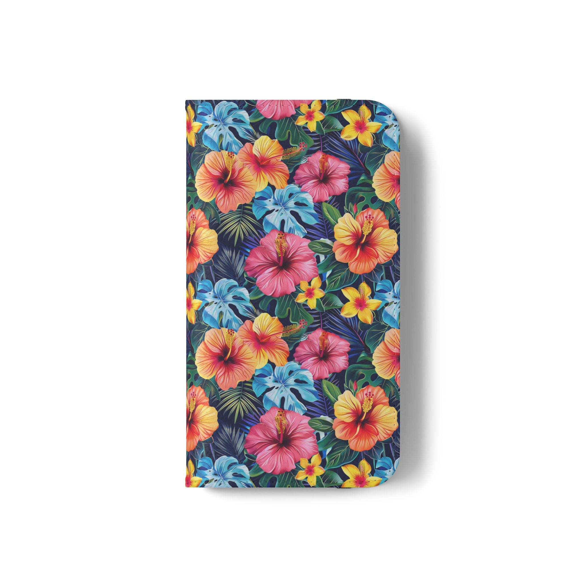 Tropical Hibiscus Flip Phone Case — Floral Wallet Flip Case with Card Slots