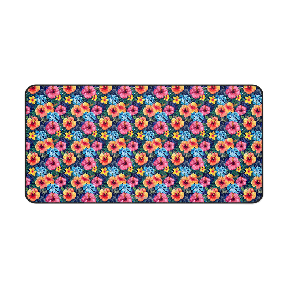 Floral Hibiscus Desk Mat — Vibrant Tropical Mousepad for Home Office